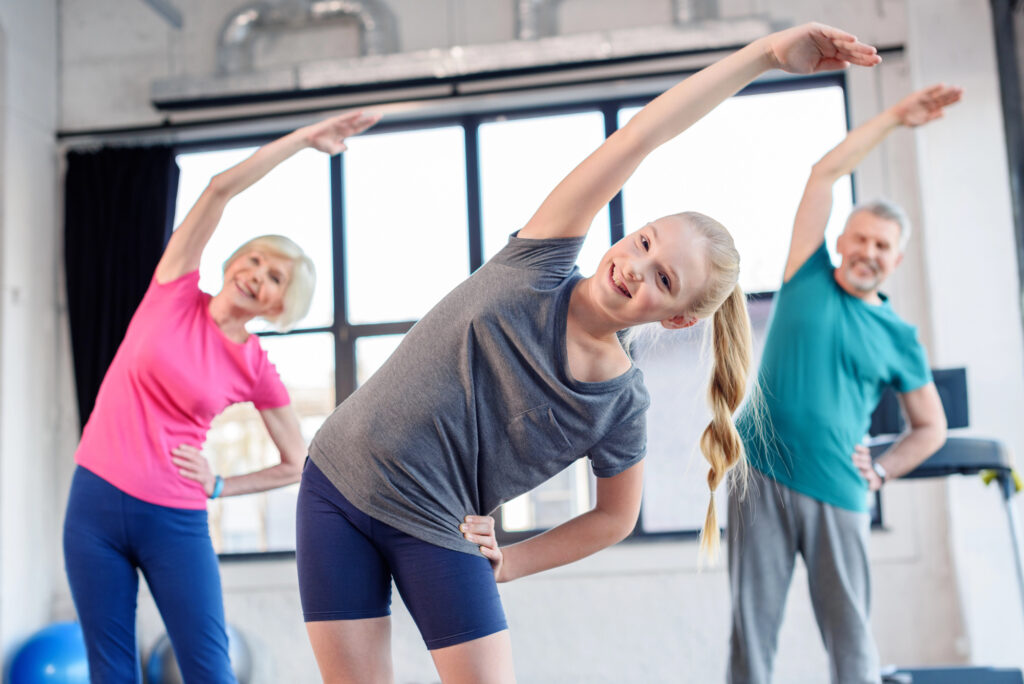 Seniors exercising with the youth